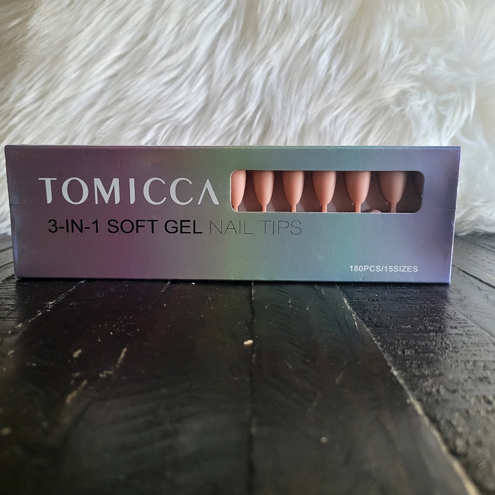 Tomicca 3 in 1 soft gel Nail Tips Nude 180 pieces 15 sizes